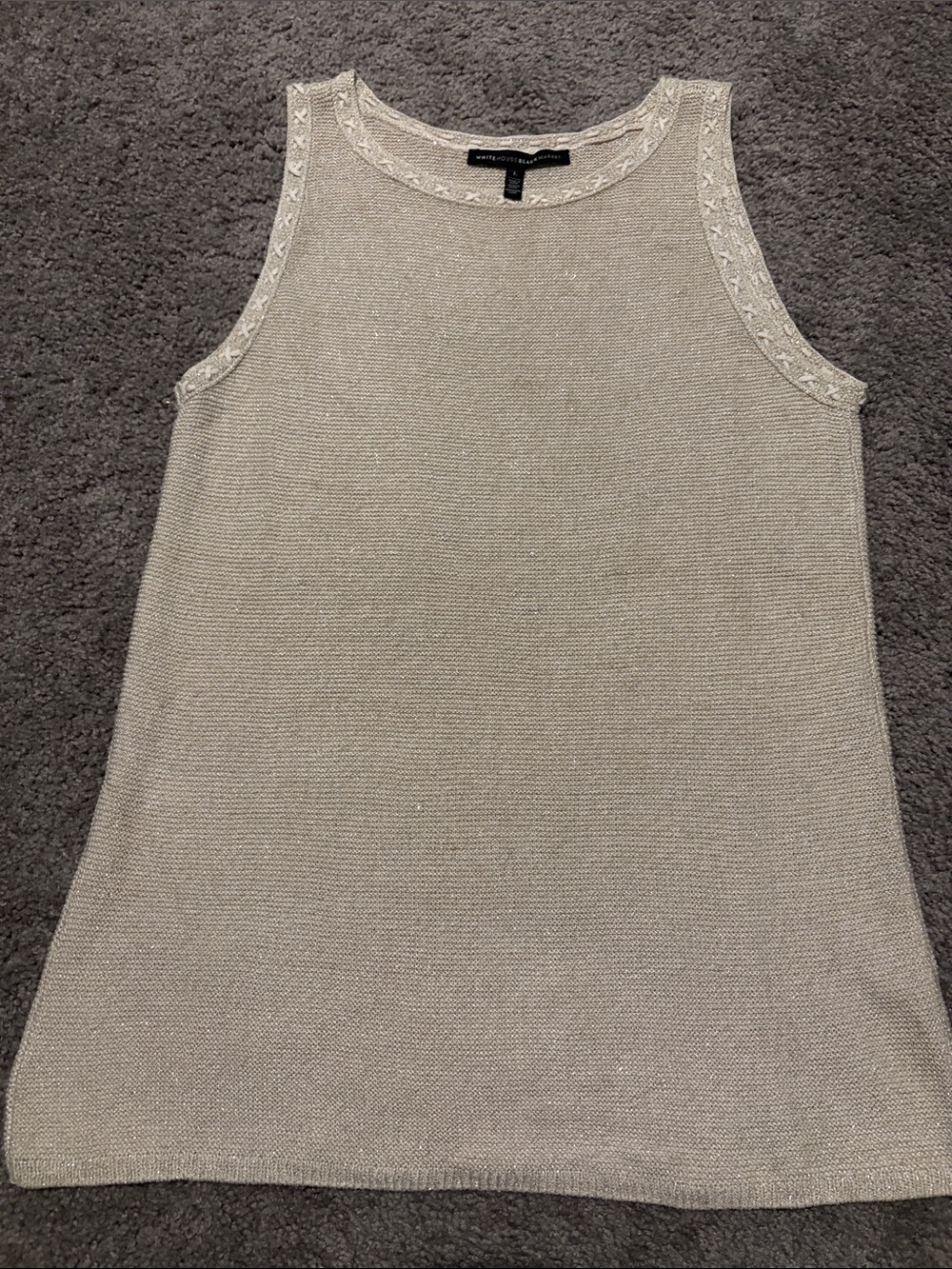 White House Black Market Shimmer Knit Tank - Champagne Beige